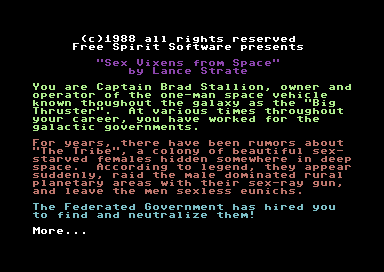 Sex Vixens from Space screenshot 2 for Commodore 64